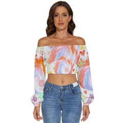 Flowers Blooming T- Shirt Coming Through  T- Shirt Long Sleeve Crinkled Weave Crop Top