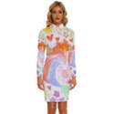 Flowers Blooming T- Shirt Coming Through  T- Shirt Long Sleeve Shirt Collar Bodycon Dress View1