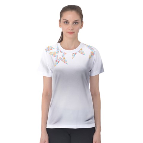 Flowers Blooming T- Shirt Flower Stars Bloom In My Garden T- Shirt Women s Sport Mesh Tee by maxcute