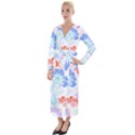 Flowers Illustration T- Shirt Sunshine Blossoms Velvet Maxi Wrap Dress View1