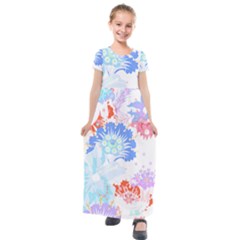 Flowers Illustration T- Shirt Sunshine Blossoms Kids  Short Sleeve Maxi Dress by maxcute