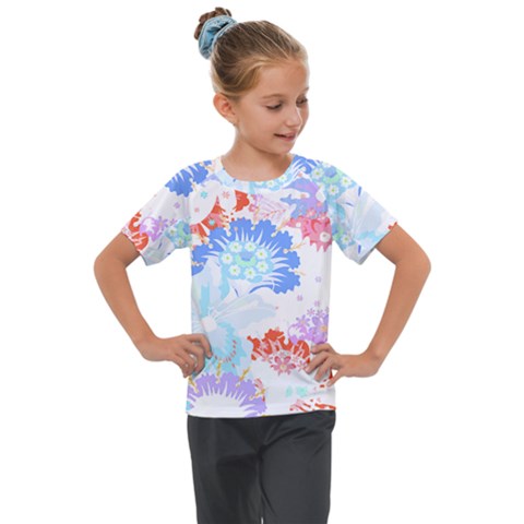 Flowers Illustration T- Shirt Sunshine Blossoms Kids  Mesh Piece Tee by maxcute