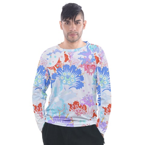 Flowers Illustration T- Shirt Sunshine Blossoms Men s Long Sleeve Raglan Tee by maxcute