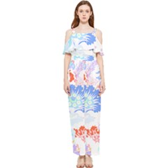 Flowers Illustration T- Shirt Sunshine Blossoms Draped Sleeveless Chiffon Jumpsuit by maxcute