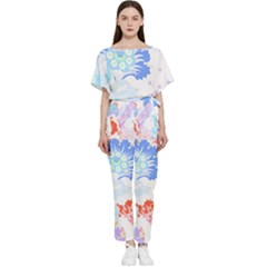 Flowers Illustration T- Shirt Sunshine Blossoms Batwing Lightweight Chiffon Jumpsuit by maxcute