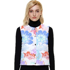 Flowers Illustration T- Shirt Sunshine Blossoms Women s Short Button Up Puffer Vest by maxcute