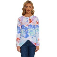 Flowers Illustration T- Shirt Sunshine Blossoms Long Sleeve Crew Neck Pullover Top