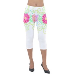 Flowers Illustration T- Shirtflowers T- Shirt (1) Lightweight Velour Capri Leggings  by maxcute