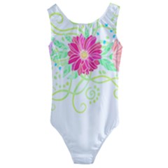 Flowers Illustration T- Shirtflowers T- Shirt (1) Kids  Cut-out Back One Piece Swimsuit