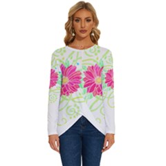 Flowers Illustration T- Shirtflowers T- Shirt (1) Long Sleeve Crew Neck Pullover Top