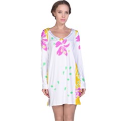 Flowers Illustration T- Shirtflowers T- Shirt (2) Long Sleeve Nightdress by maxcute