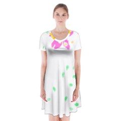 Flowers Illustration T- Shirtflowers T- Shirt (2) Short Sleeve V-neck Flare Dress by maxcute