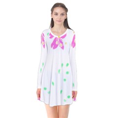 Flowers Illustration T- Shirtflowers T- Shirt (2) Long Sleeve V-neck Flare Dress by maxcute