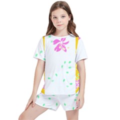 Flowers Illustration T- Shirtflowers T- Shirt (2) Kids  Tee And Sports Shorts Set by maxcute