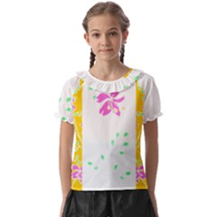 Flowers Illustration T- Shirtflowers T- Shirt (2) Kids  Frill Chiffon Blouse by maxcute