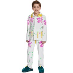 Flowers Illustration T- Shirtflowers T- Shirt (2) Kids  Long Sleeve Velvet Pajamas Set