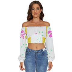 Flowers Illustration T- Shirtflowers T- Shirt (2) Long Sleeve Crinkled Weave Crop Top