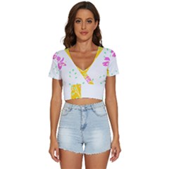 Flowers Illustration T- Shirtflowers T- Shirt (2) V-neck Crop Top