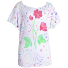 Flowers Illustration T- Shirtflowers T- Shirt (3) Women s Oversized Tee by maxcute