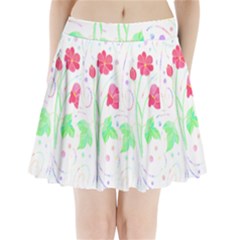 Flowers Illustration T- Shirtflowers T- Shirt (3) Pleated Mini Skirt