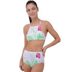 Flowers Illustration T- Shirtflowers T- Shirt (3) High Waist Tankini Set by maxcute