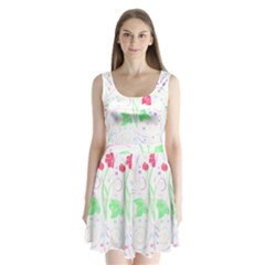 Flowers Illustration T- Shirtflowers T- Shirt (3) Split Back Mini Dress  by maxcute