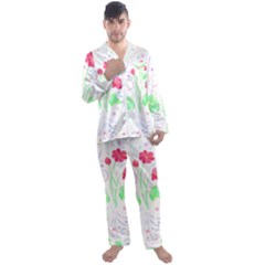 Flowers Illustration T- Shirtflowers T- Shirt (3) Men s Long Sleeve Satin Pajamas Set by maxcute