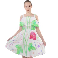 Flowers Illustration T- Shirtflowers T- Shirt (3) Cut Out Shoulders Chiffon Dress by maxcute