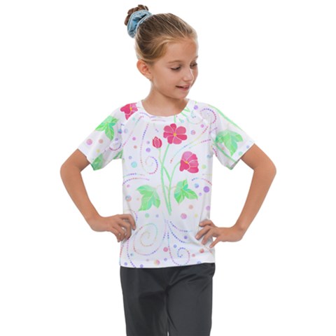 Flowers Illustration T- Shirtflowers T- Shirt (3) Kids  Mesh Piece Tee by maxcute