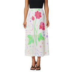 Flowers Illustration T- Shirtflowers T- Shirt (3) Classic Midi Chiffon Skirt