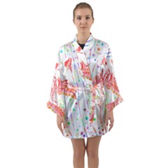 Flowers Illustration T- Shirtflowers T- Shirt (4) Long Sleeve Satin Kimono by maxcute