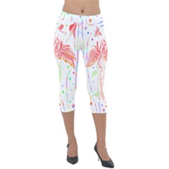 Flowers Illustration T- Shirtflowers T- Shirt (4) Lightweight Velour Capri Leggings  by maxcute