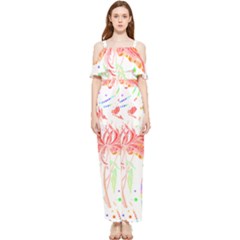 Flowers Illustration T- Shirtflowers T- Shirt (4) Draped Sleeveless Chiffon Jumpsuit by maxcute