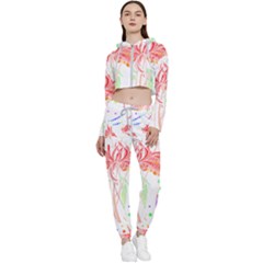 Flowers Illustration T- Shirtflowers T- Shirt (4) Cropped Zip Up Lounge Set by maxcute