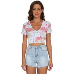 Flowers Illustration T- Shirtflowers T- Shirt (4) V-neck Crop Top