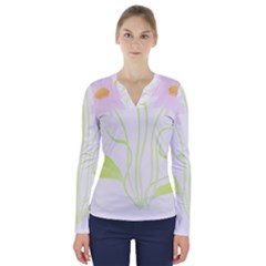 Flowers Illustration T- Shirtflowers T- Shirt (5) V-neck Long Sleeve Top by maxcute