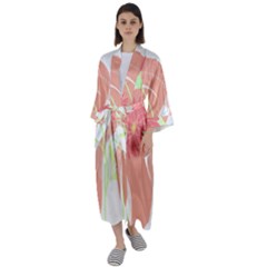 Flowers Illustration T- Shirtflowers T- Shirt (6) Maxi Satin Kimono by maxcute