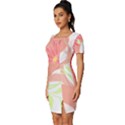 Flowers Illustration T- Shirtflowers T- Shirt (6) Fitted Knot Split End Bodycon Dress View2