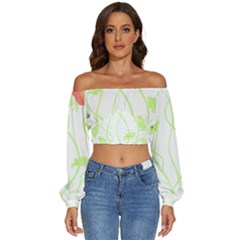 Flowers Illustration T- Shirtflowers T- Shirt (7) Long Sleeve Crinkled Weave Crop Top