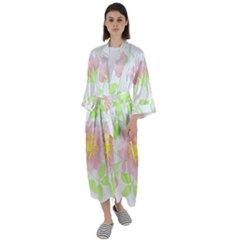 Flowers Illustration T- Shirtflowers T- Shirt (8) Maxi Satin Kimono by maxcute