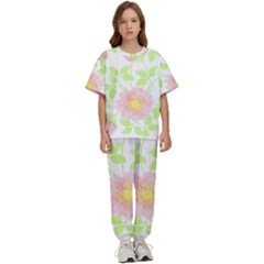 Flowers Illustration T- Shirtflowers T- Shirt (8) Kids  Tee And Pants Sports Set by maxcute