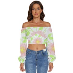 Flowers Illustration T- Shirtflowers T- Shirt (8) Long Sleeve Crinkled Weave Crop Top