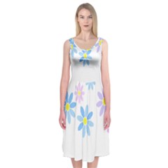 Flowers Illustration T- Shirtflowers T- Shirt (9) Midi Sleeveless Dress by maxcute