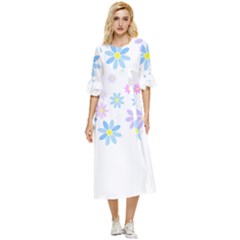 Flowers Illustration T- Shirtflowers T- Shirt (9) Double Cuff Midi Dress by maxcute