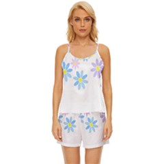 Flowers Illustration T- Shirtflowers T- Shirt (9) Satin Pajama Short Set