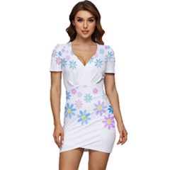 Flowers Illustration T- Shirtflowers T- Shirt (9) Low Cut Cap Sleeve Mini Dress