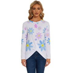 Flowers Illustration T- Shirtflowers T- Shirt (9) Long Sleeve Crew Neck Pullover Top by maxcute