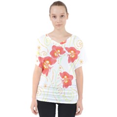 Flowers Illustration T- Shirtflowers T- Shirt V-neck Dolman Drape Top by maxcute