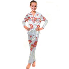 Flowers Illustration T- Shirtflowers T- Shirt Kid s Satin Long Sleeve Pajamas Set by maxcute