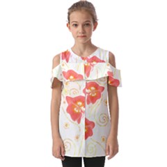 Flowers Illustration T- Shirtflowers T- Shirt Fold Over Open Sleeve Top